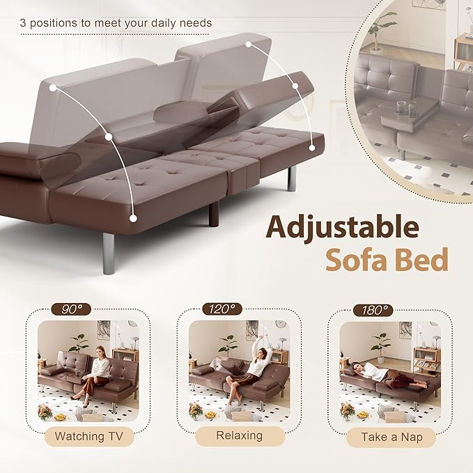 Shahoo Convertible Folding Futon Sofa Bed Sleeper Couch