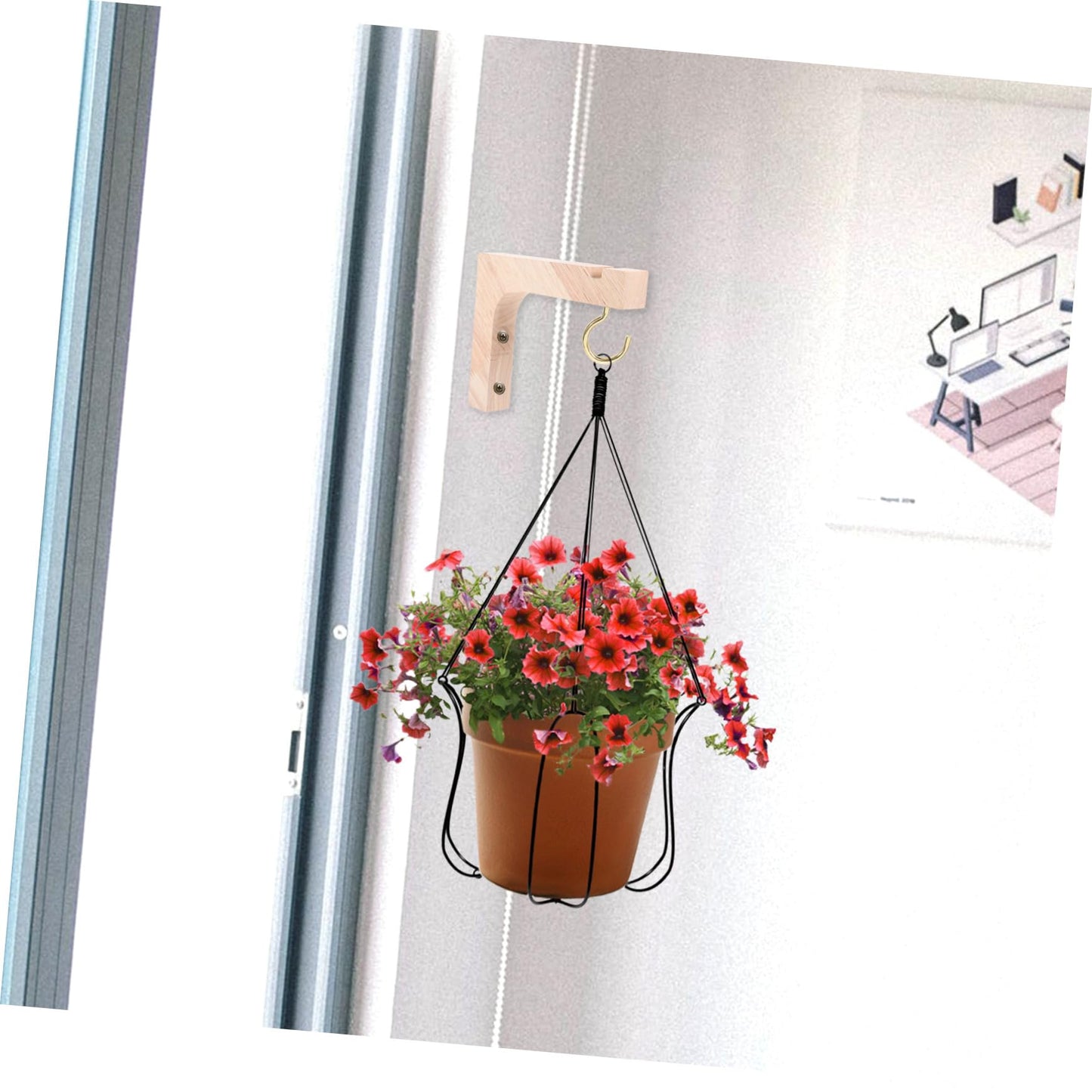 CONGARTENO Wooden Plant Hooks 2pcs Heavy-Duty Wall Mount Plant Hangers for Indoor and Outdoor Hanging Planters, Ceiling and Wall Mount Flowerpot Brackets, Natural Wood Finish