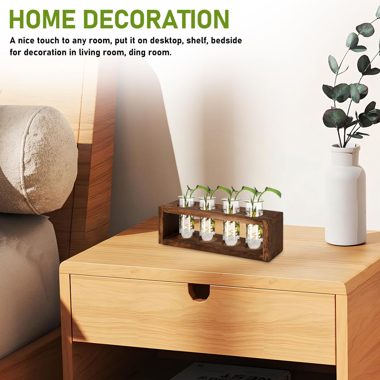 POPETPOP Plant Propagation Tubes 4pcs Glass Test Tube Vase Replacement Clear Hydroponic Flowers Vase for Home Office Desktop Decoration