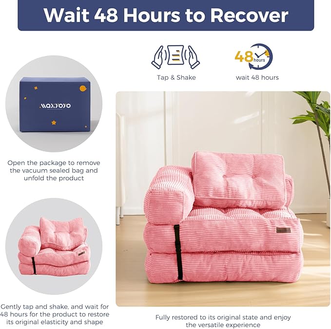 MAXYOYO Folding Sofa Bed, L-Shaped Convertible Sofa Bed