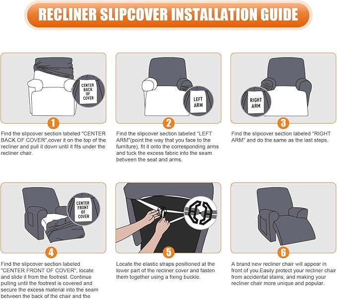 VANSOFY Oversized Recliner Chair Cover, 4-Pieces Stretch Recliner Covers