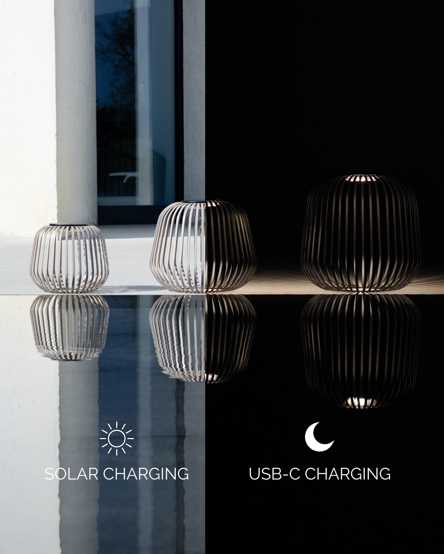 LUUK Studio SOLIS Wireless Solar LED Bedside Lamp, Warm White Dimmable Glow, Cordless Indoor Lantern & Outdoor Light, USB-C Rechargeable, Bedroom, Balcony, Patio, Soft Contemporary, Warm Taupe, Size M