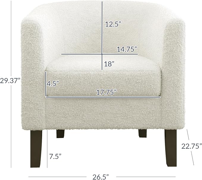 BELLEZE Accent Barrel Chair, Linen Round Chair Club Tub Sofa Corner Chair