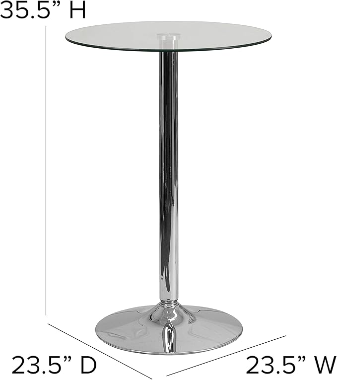 Flash Furniture Kenneth Commercial 23.5" Round Tempered Glass Table