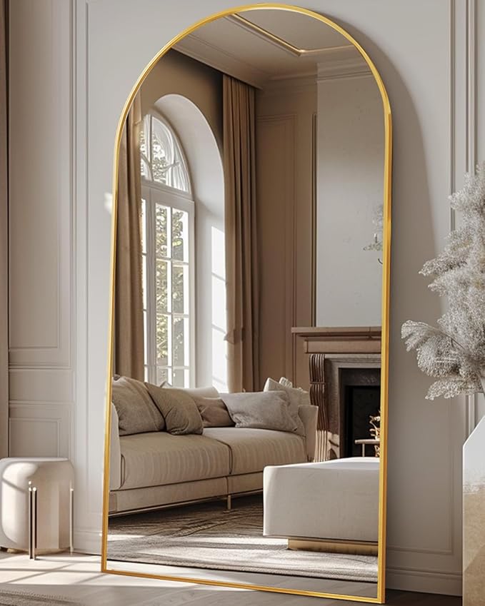 Antok 81" x41” Arched Full Length Floor Mirror, Free Standing/Wall Mount/Leaning