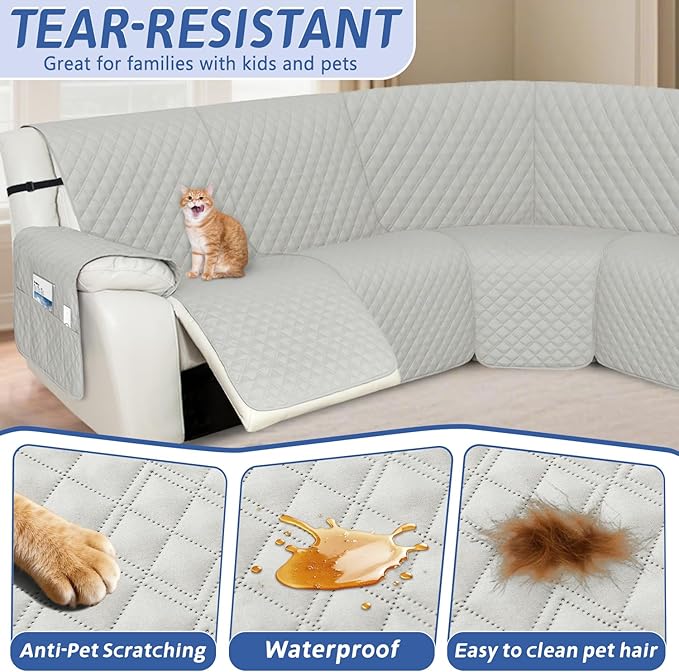 Arfntevss Recliner Sectional Couch Covers 1OO% Waterproof L Shape Sofa Cover