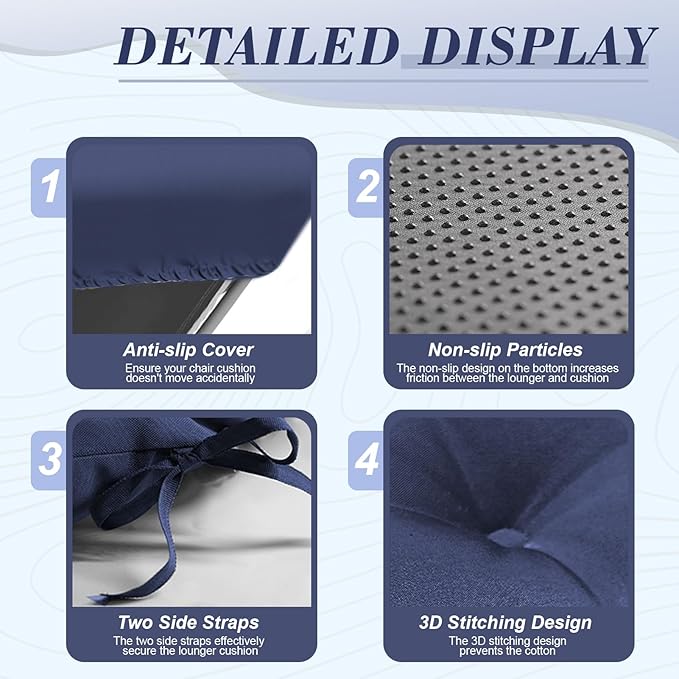 Outdoor Chaise Lounge Chair Cushion 74.2 x 22 x 4.7 Inches Thickened 100%
