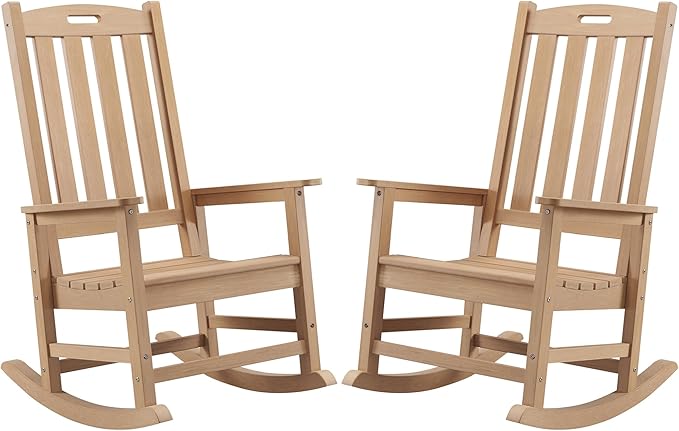 Psilvam Oversized Outdoor Rocking Chair Set of 2, Porch Rocker