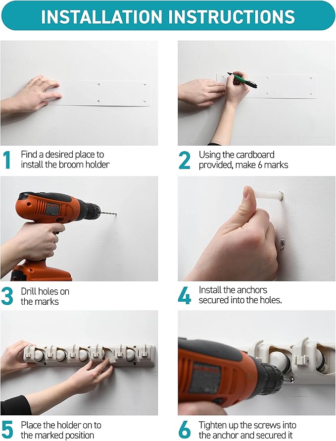 Home It Mop And Broom Holder Wall Mount