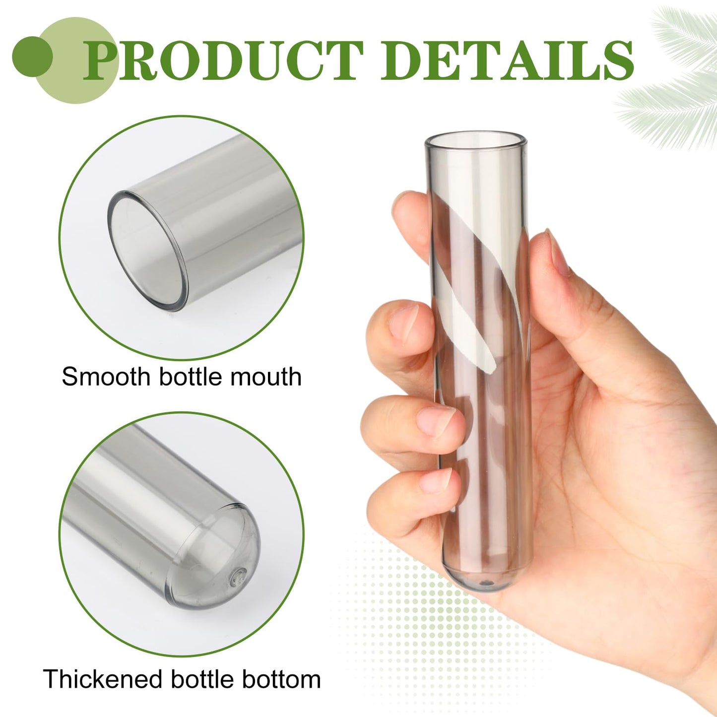 Meanplan 12 Pcs Clear Gray Test Tube Vases Plant Propagation Station with 2 Holder Rack Plastic Tubes for Office Home Decoration Flower Science Parties Hydroponic Propagation