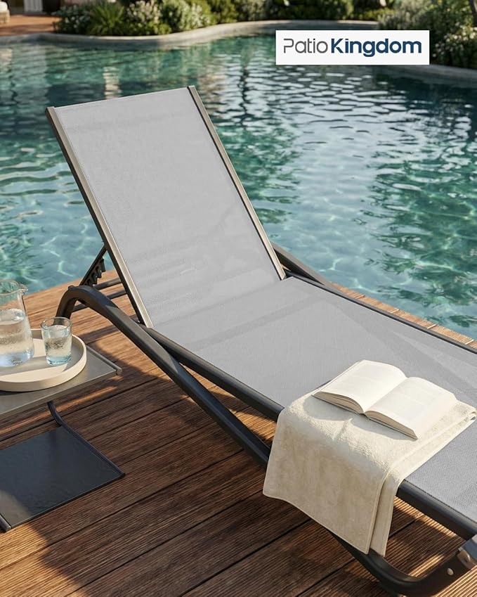 Adjustable Patio Chaise Lounge Chair, Outdoor Pool Lounger