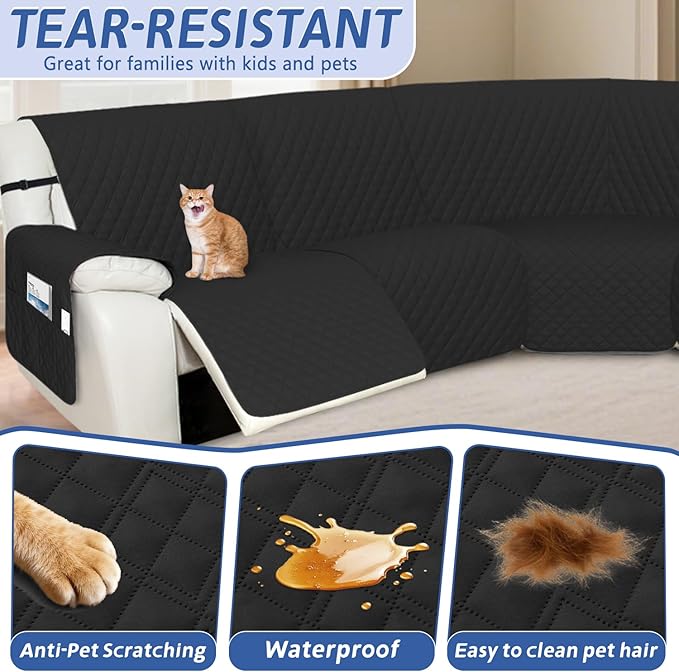 Arfntevss Recliner Sectional Couch Covers 1OO% Waterproof L Shape Sofa Cover