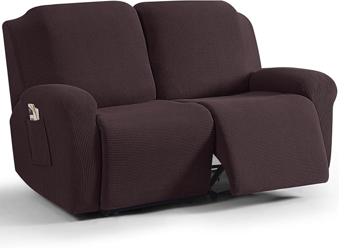 TAOCOCO Recliner Loveseat Slipcover, 6 Pieces Dual Recliner Sofa Covers