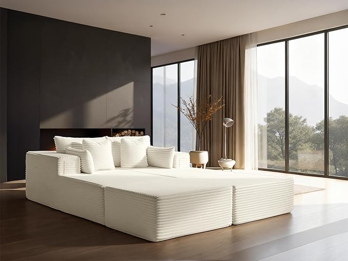 72" Cloud Sectional Couch, Comfort Sleep Sofa