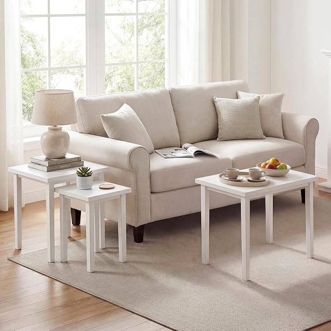 Giantex Nesting Tables Set of 3, Farmhouse Stacking Side Table