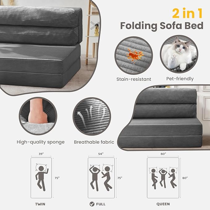 JUIKURY Folding Sofa Bed, Convertible Sleeper Chair