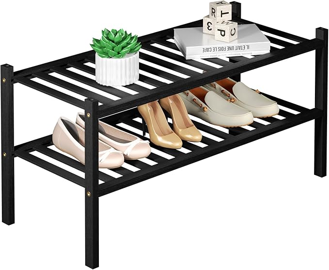 ROMGUAR CRAFT 2 Tier Bamboo Shoe Rack