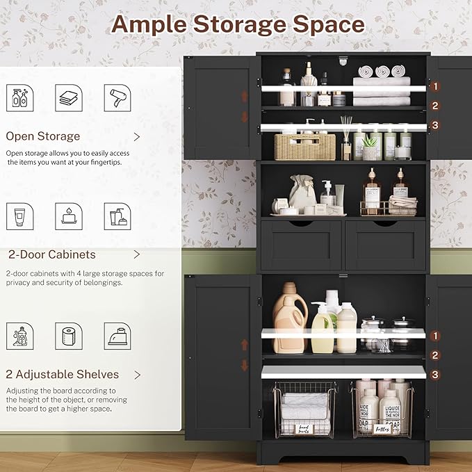 Iwell 57.8" H Tall Storage Cabinet
