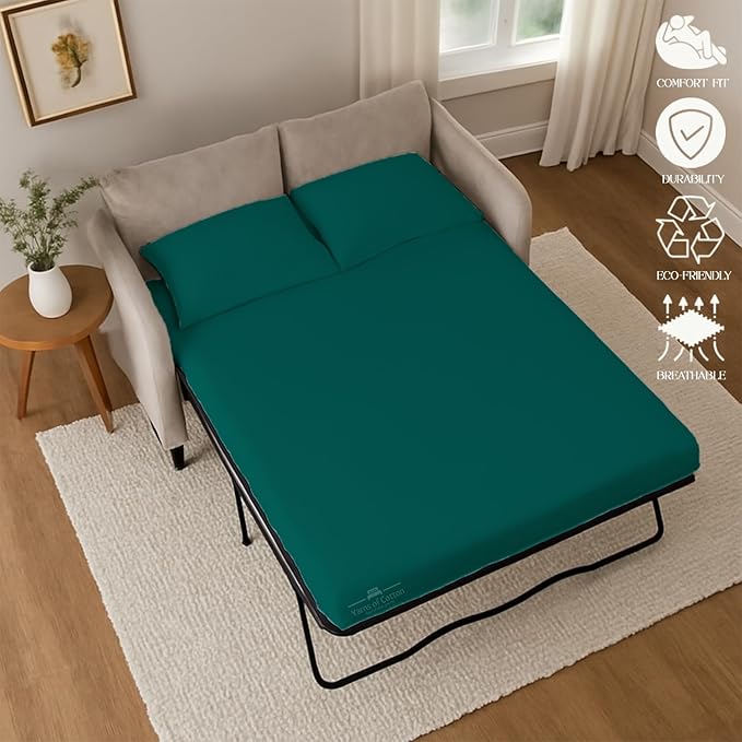 Sleeper Sofa Bed Sheet, 100% Cotton 400 Thread Count, 4 Piece Set, Deep Pocket