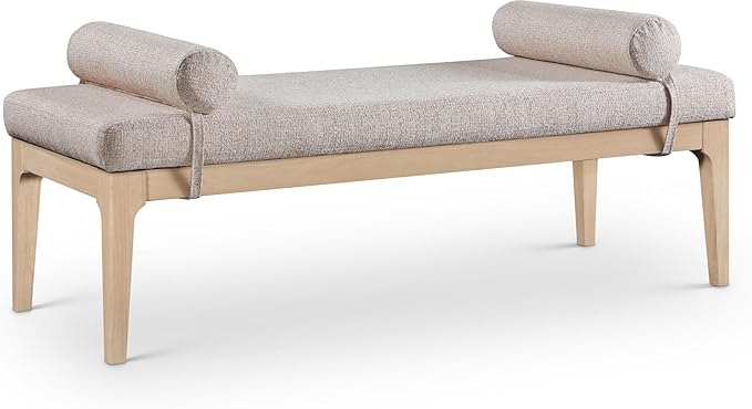 Meridian Furniture 22072Beige Priscilla Collection Art Deco Bench