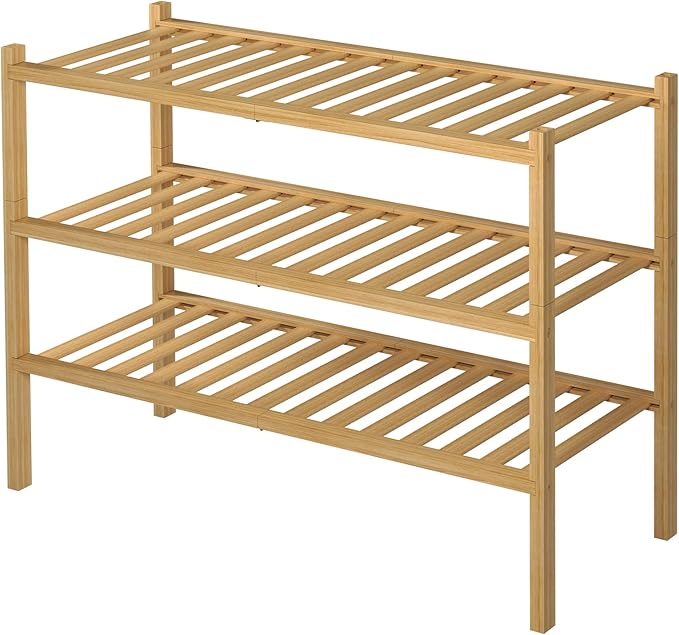ROMGUAR CRAFT 3 Tier Bamboo Shoe Rack