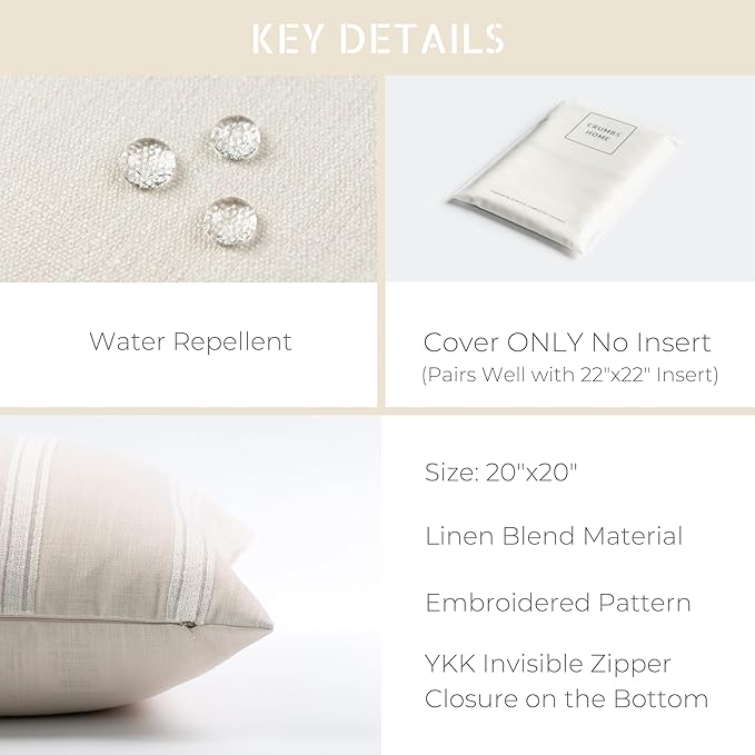 Crumbs Home Modern Farmhouse Fall Linen Indoor Outdoor Throw Pillow Cover Only