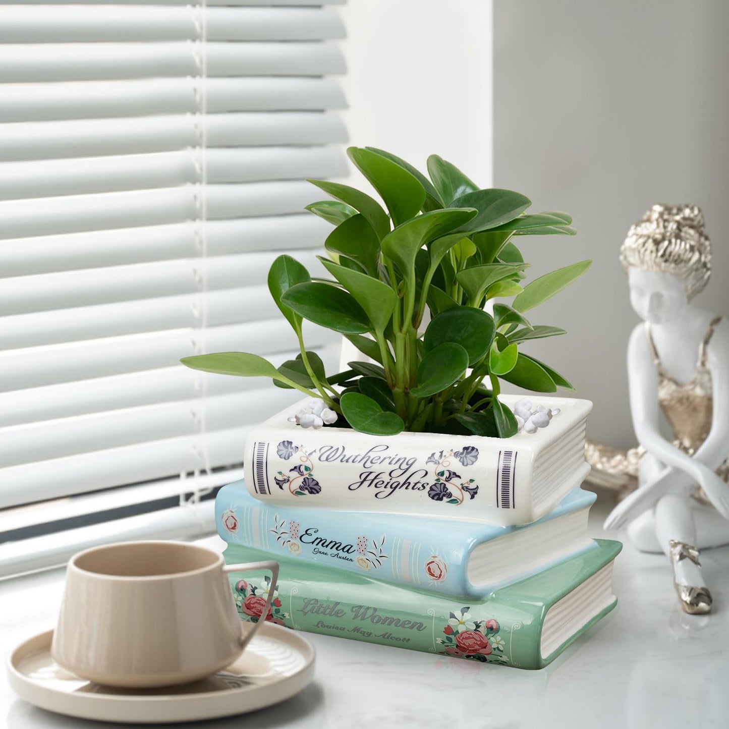 NOVEMBER SPRING Book Flower Vase, Book Planter, Book Planters for Indoor Plants, Cute Flower Pot for Bookshelf Decor, Home Decor, Book Shaped Vase for Book Lovers Gifts