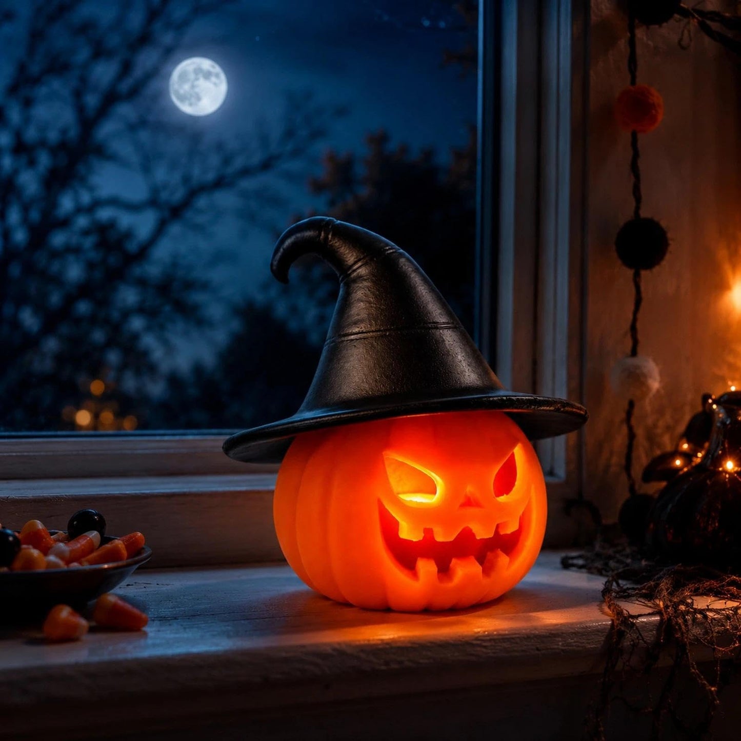 LOGOFUN Light Up Halloween Pumpkin Figurine Small LED Pumpkin Light Battery Operated for Trick or Treat Table Window Display Decoration 7.9X7.9X7.9cm/3.11X3.11X3.11in
