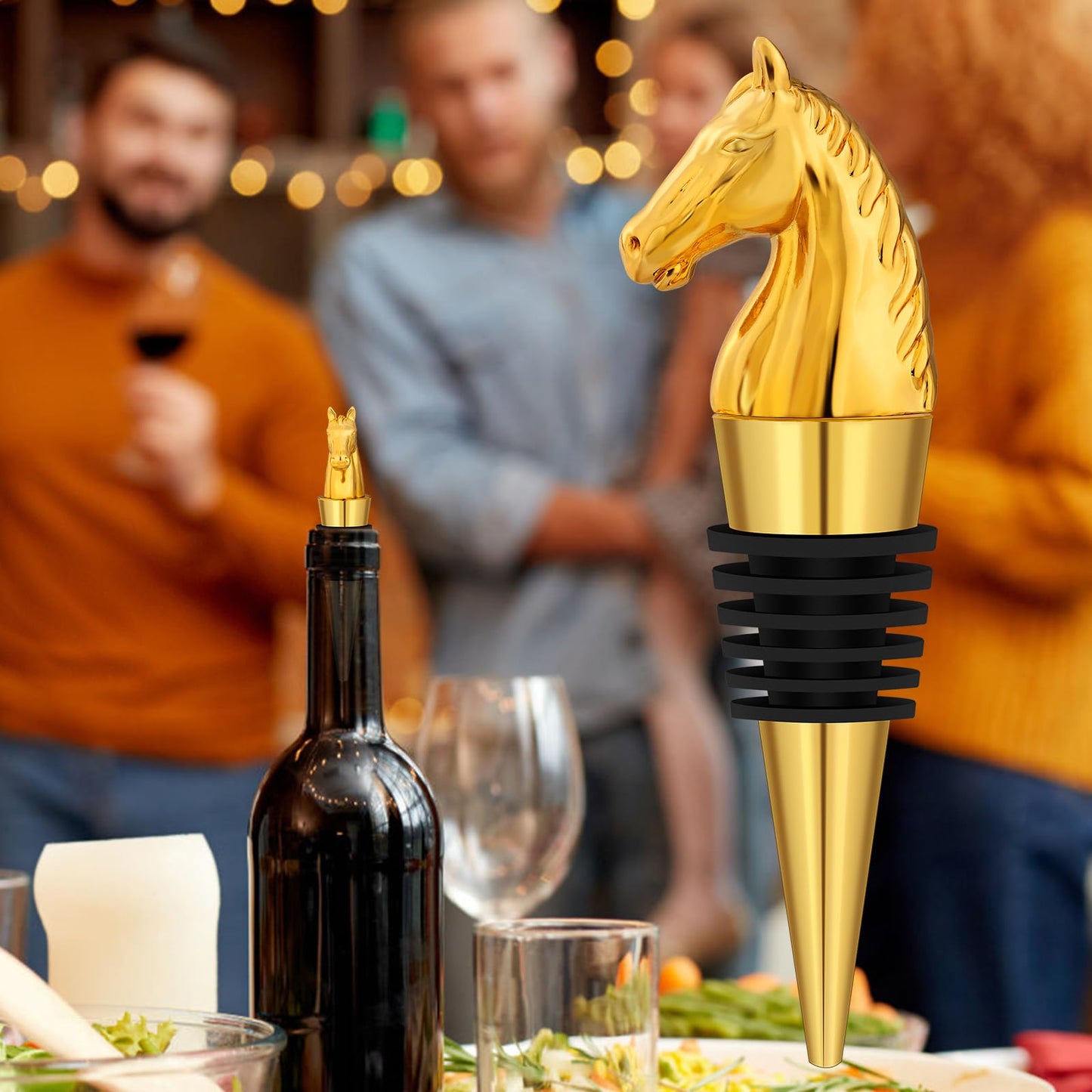 LULLEA Horse Head Wine Stopper, Gold, Horse Gifts for Men & Women, Bottle Stopper for Wine & Champagne