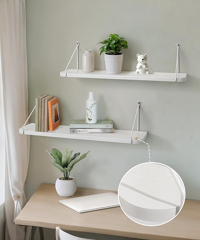 Afuly White Floating Shelves, 24 inch Long Shelves