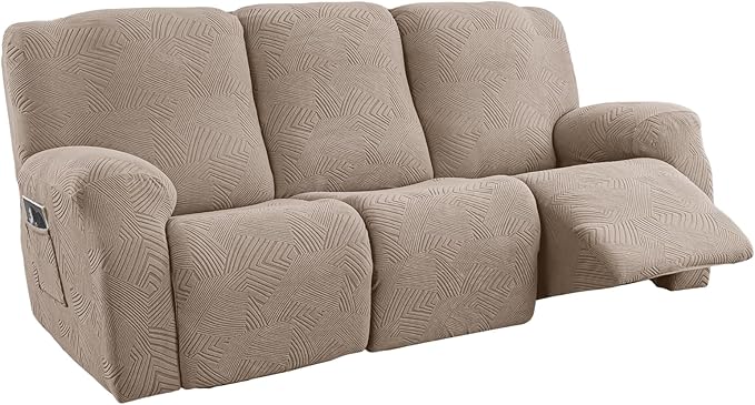 5-Piece Recliner Sofa Covers, Stretch Geometric Strokes Jacquard Recliner Sofa
