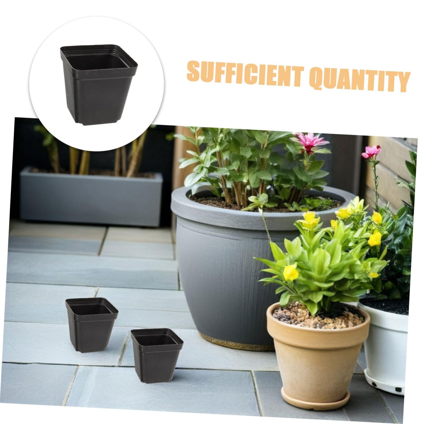 FOMIYES Nursery Pots and Independent Growth Chambers 100pcs Plastic Square Black with Drainage Holes for Vegetables and Flowers, for Balcony Gardens and Garden Planting