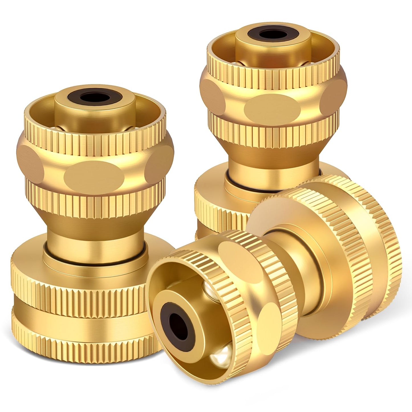 Twinkle Star Brass Hose Nozzle 3 Pack, 3/4 Inch Upgraded Heavy Duty Brass Power Nozzles, Adjustable Twist Pressure Sprayer for Garden, Patio