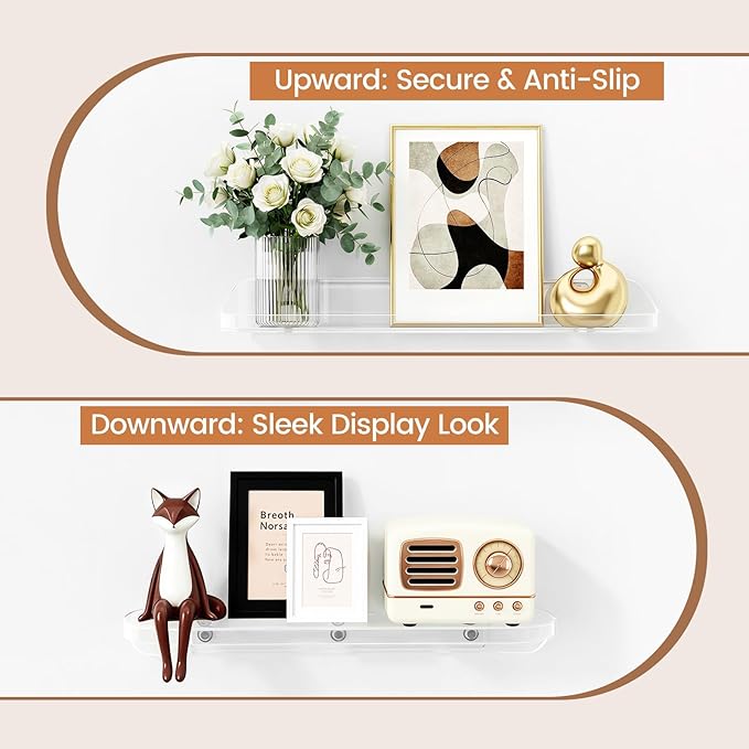 SpaceWhisper Floating Shelves for Wall, Living Room, Display Hanging Shelf