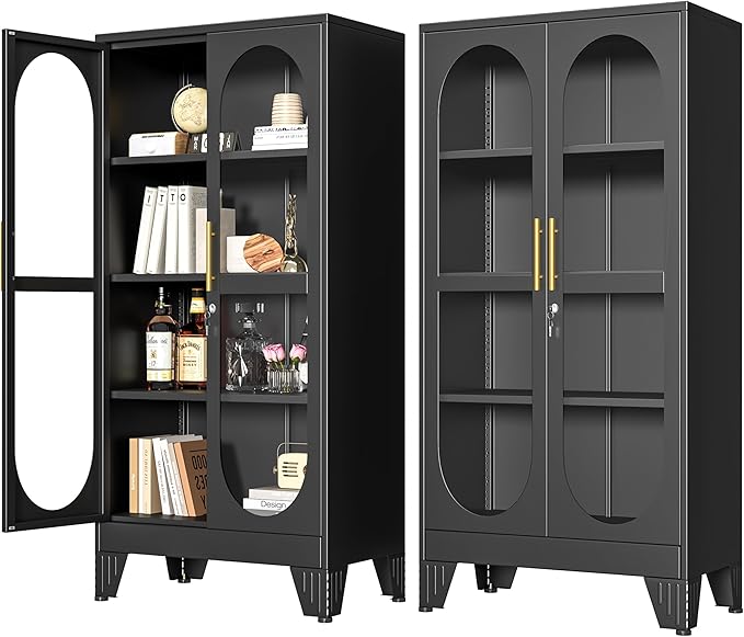PAOFIN 61" H Locking Display Cabinet