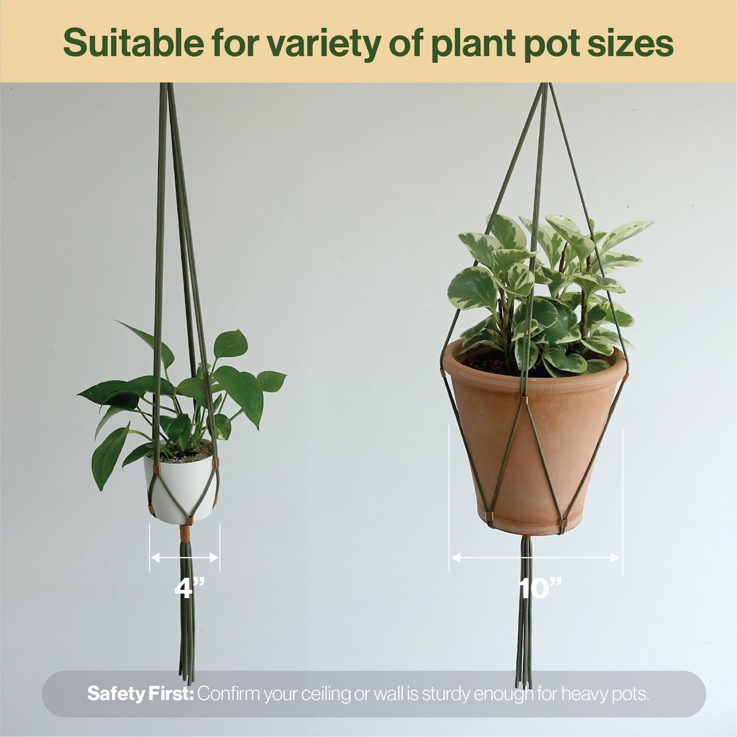 LET BE Macrame Plant Hanger Polyester Rope 42 Inch Outdoor Indoor Adjustable Hanging Planter for up to 10 Inch Plant Pot Modern Boho Home Decor (1, Forest Green/Burnt Orange)