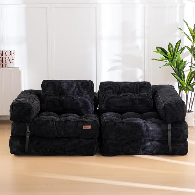 MAXYOYO Folding Sofa Bed, L-Shaped Convertible Sofa