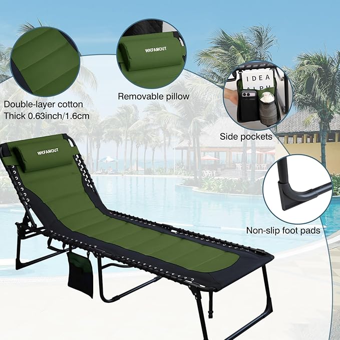 Oversized Padded Outdoor Folding Lounge Chair