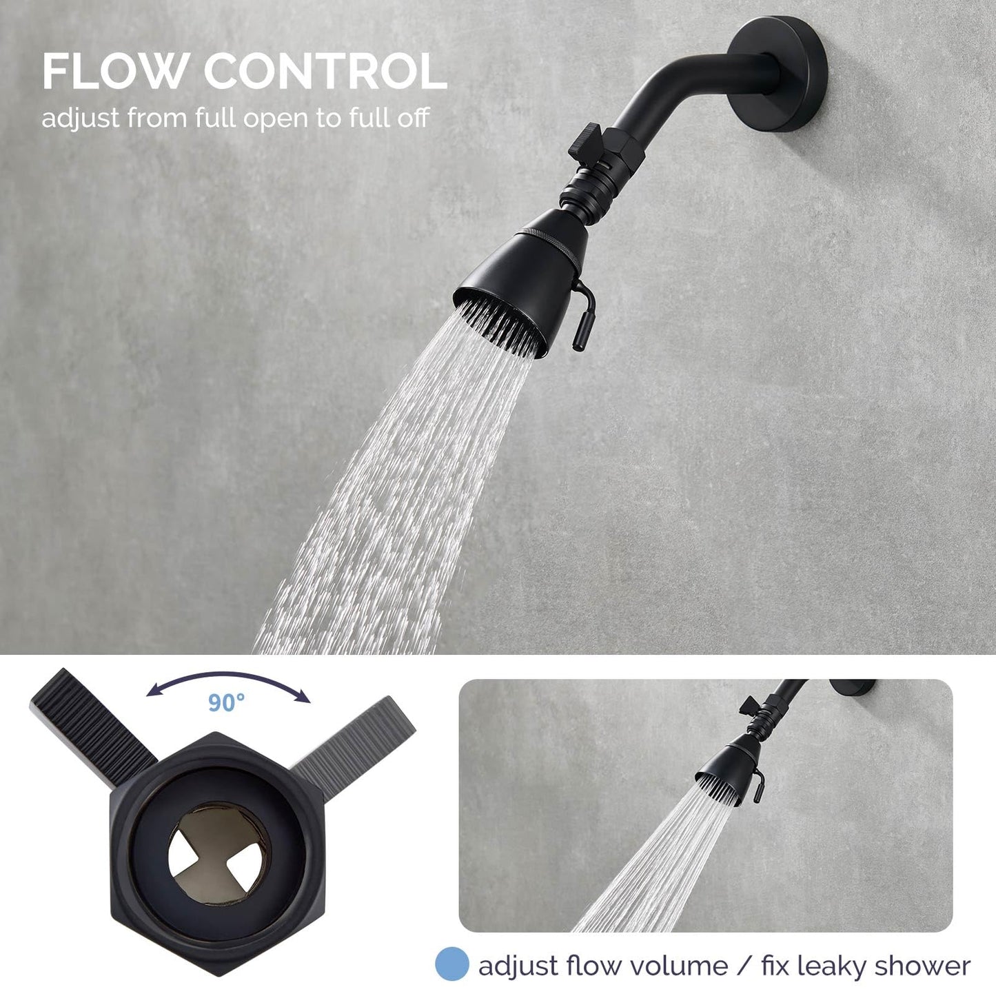 Angle Simple Shower Valve, Brass Water Flow Shut Off Valve for Hand Shower, RV Hose Flow Restrictor, Matte Black