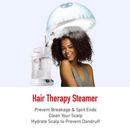 Red Pro Hair Therapy 2-in-1 Hair Steamer & Facial Steamer for Hydration Deep Cleaning, Designed for Personal Care at Home or Spa & Salon, Moisturize Hair 6x More Effectively