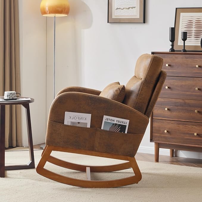 VINGLI Rustic Microfiber Nursing Rocking Chair