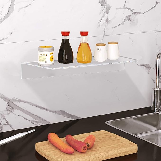 Weiai Clear Acrylic Shelves 12 Inch, Floating Wall Mounted Shelf