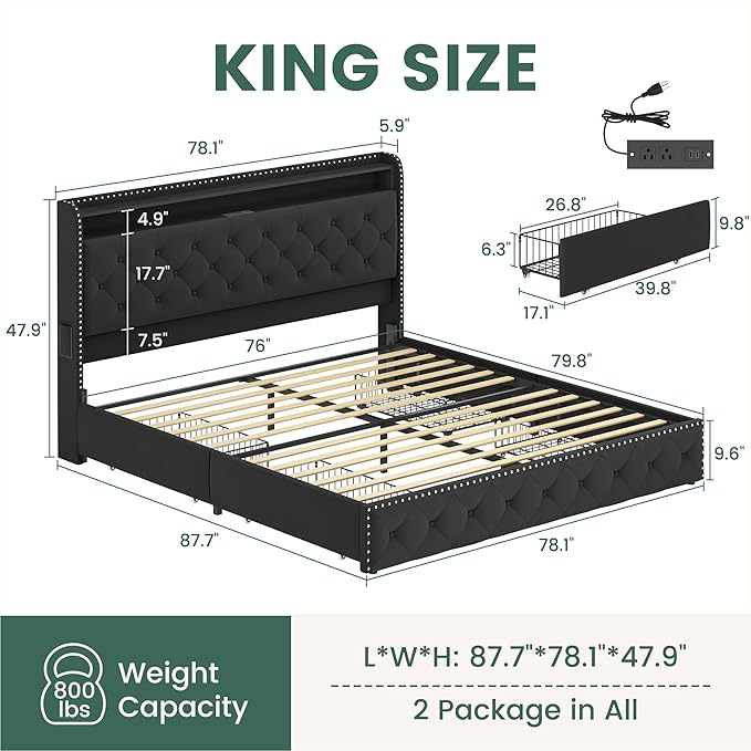 LARMACE King Size Bed Frame