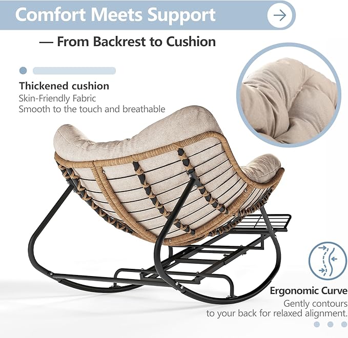 SWITTE Outdoor Papasan Rocking Chair