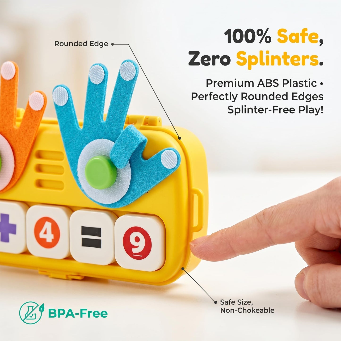 OBMESHOW Montessori Preschool Math Toys for Kids Ages 3 4 5, Counting, Addition & Subtraction Learning Game with Finger Counting Hands, Number Blocks, Flash Cards, Storage Box and Shoulder Strap