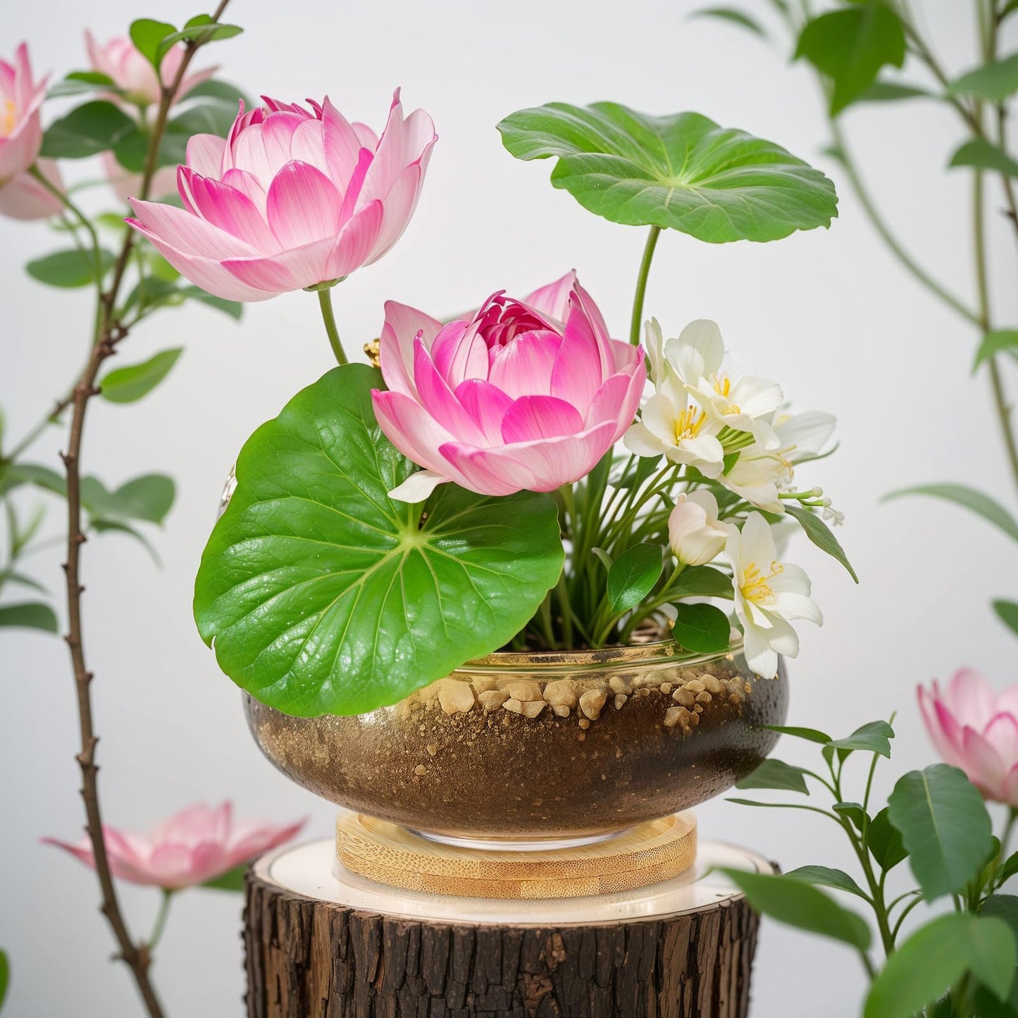 Baderke 8 Sets Glass Planter Bowls for Flowers with Tray 6'' Round Glass Vase Bowl Hydroponic Lotus Planter Pot Propagation Vases Fish Bowl for Plants Indoor Windowsill Kitchen Desktop Wedding Decor