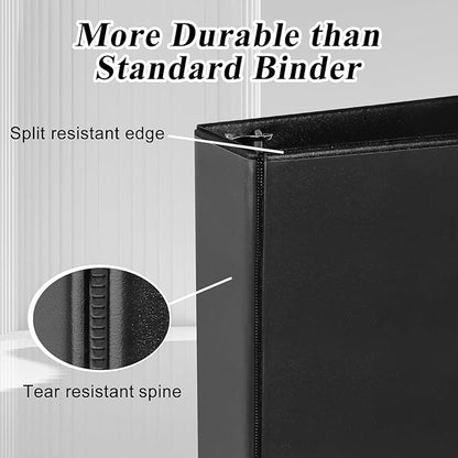 1.5-inch D Ring Binders, Fit US Letter Size Paper, 1-1/2" 3 Slant-D Ring Binder with 2 Pocekts, 12-Pack, Black