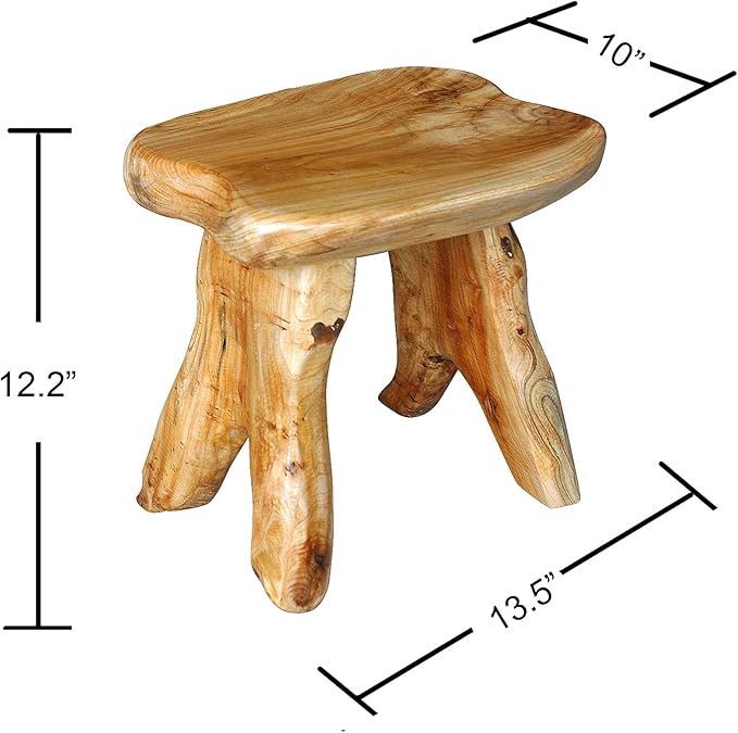Greenage Cedar Roots Wooden Stool Naturally Shape 10" x 13.5" x 12.2" H Wood