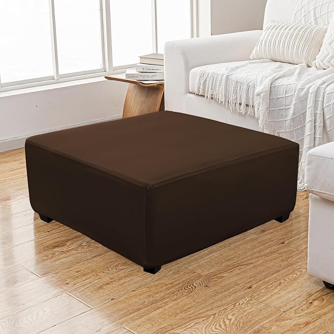 Super Stretch 40x40x15 inch Square Ottoman Cover- Soft Form Fit Ottoman Cover