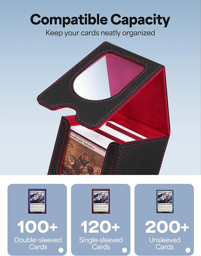 4 Pack Card Deck Box for MTG Commander, Card Case Holds 100+ Double-Sleeved Cards, Magic Card Box Fits for TCG/PTCG/CCG Card with 8 Dividers (4 Colors)